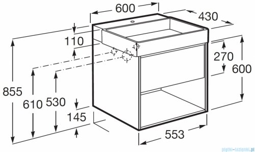 Roca Tura Unik zestaw szafka z umywalką 60x43x60 BIAŁY MAT A852025558