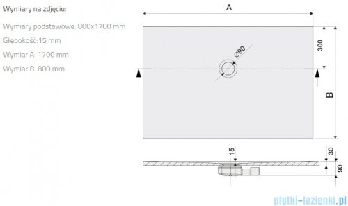 Sanplast Open Mineral B-M/OPEN brodzik prostokątny 80x170x1,5 cm szary mleczny 645-430-0400-55-000