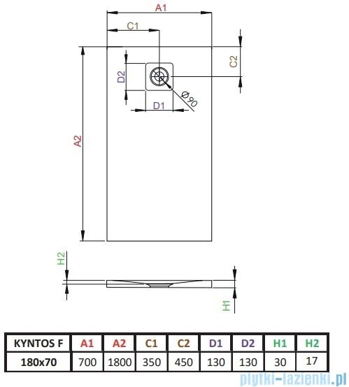 Radaway Kyntos F brodzik 180x70cm czarny HKF18070-54