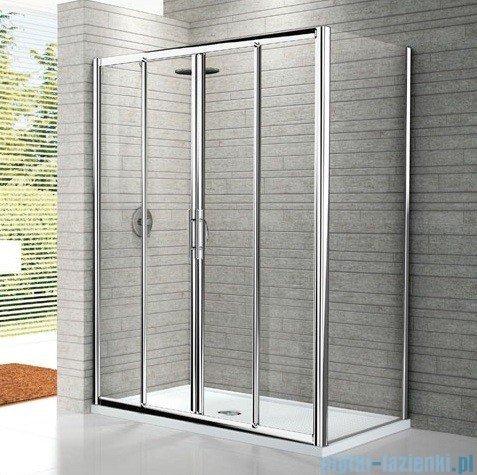 Novellini Drzwi prysznicowe przesuwne LUNES 2A 116 cm szkło przejrzyste profil chrom LUNES2A116-1K