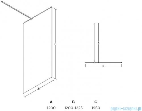 Besco Aveo kabina walk-in 120x195cm przejrzyste AV-120-195-C