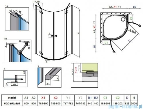 Radaway Essenza New Pdd kabina 80x80cm szkło przejrzyste 385002-01-01L/385002-01-01R