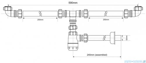 McAlpine syfon umywalkowy podwójny butelkowy HC2+PIPE