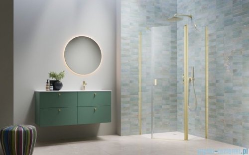 Radaway Nes Brushed Light Gold Ptj kabina pięciokątna 90x100cm prawa szczotkowane jasne złoto 10052000-98-01R/10052800-98-01