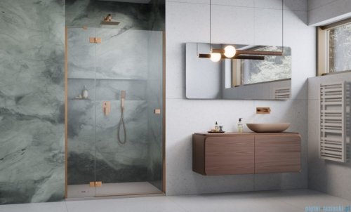 Radaway Essenza 8 Brushed Copper Dwj drzwi wnękowe 120cm lewe szczotkowana miedź/szkło przejrzyste 10480812-01-01L/10460337-93-01L