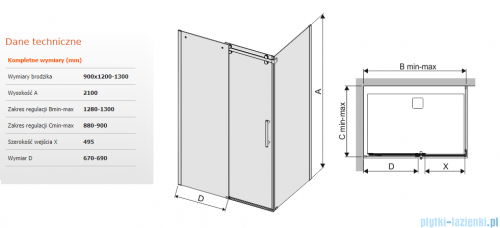 Sanplast kabina KND2/ALTII narożna prostokątna 90x120-130x210 cm grafit 600-121-0921-42-491