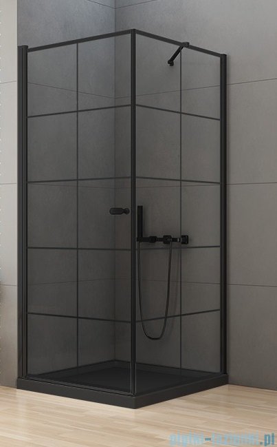 New Trendy New Soleo Black 90x90x195 cm kabina kwadratowa lewa wspornik równoległy przejrzyste D-0285A/D-0120B-WP