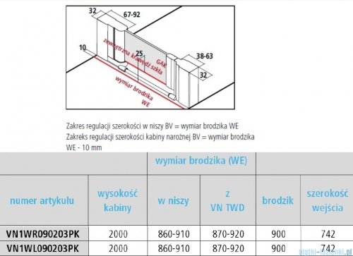 Vitalle NOLA drzwi wahadłowe 1-skrzydłowe lewe 100 cm czarne VN1WL100203PK