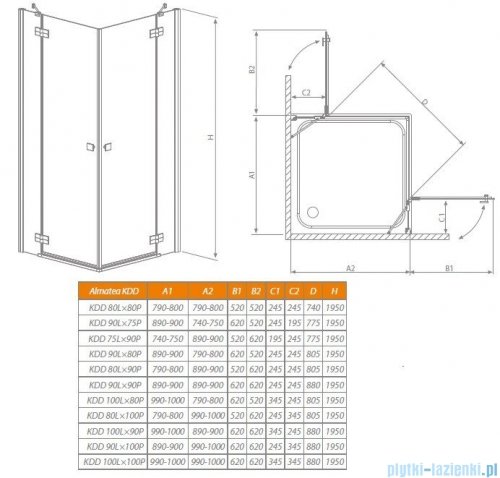 Radaway Almatea Kdd Gold kabina prysznicowa 100x80 szkło brązowe 32180-09-08N