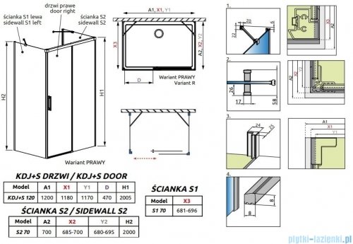 Radaway Idea Kdj+s kabina prysznicowa 70x120x70 prawa przejrzyste 10116120-01-01R/387048-01-01L/10117070-01-01