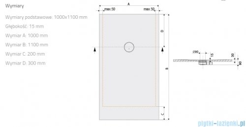 Sanplast Structure Mineral B-M/STRUCTURE brodzik prostokątny 100x110x1,5 cm szary mleczny 645-360-0640-55-010