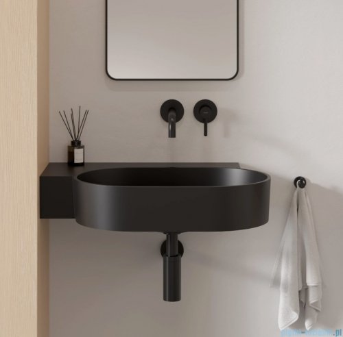 Omnires Ovo M+ umywalka nablatowa/wisząca lewa 64x44 cm black lava mat OVO645UWLBLV