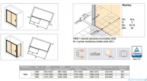Vitalle GARDA drzwi przesuwne ze stałym segmentem 100 cm CU0401069322