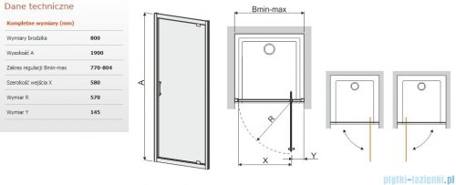 Sanplast Tx drzwi przesuwne DJ/TX5b 80x190 cm przejrzyste 600-271-1030-38-401