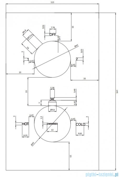Omnires Y bateria podtynkowa termostatyczna 2-wyjściowa element natynkowy chrom Y1236/KROCR