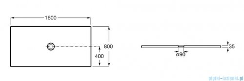 Roca Cratos brodzik prostokątny 160x80cm cafe A3740L2660