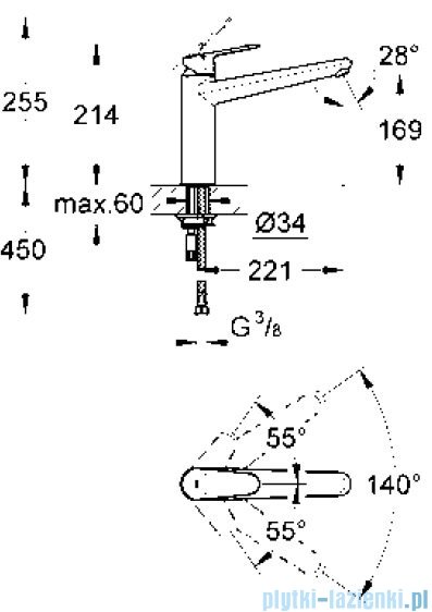 Grohe Eurodisc Cosmopolitan jednouchwytowa bateria zlewozmywakowa DN 15 33770002