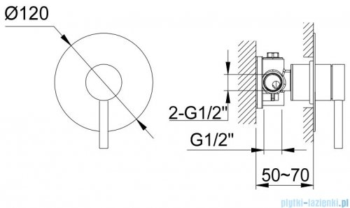 Kohlman Axel bateria podtynkowa z jednym wyjściem chrom QW220A