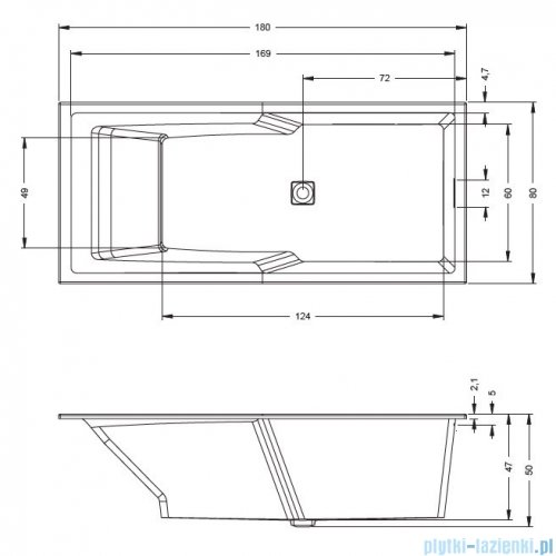 Riho Still Shower wanna prostokątna 180x80cm + syfon + nogi B103001005/207098