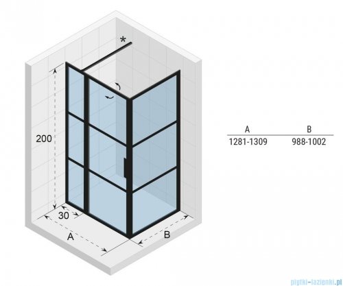 Riho Grid GB203 kabina prysznicowa 130x100cm czarna G004024121