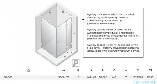 New Trendy Eventa Copper Shine kabina prysznicowa prostokątna 110x80x200 cm prawa przejrzyste miedź połysk EXK-6419