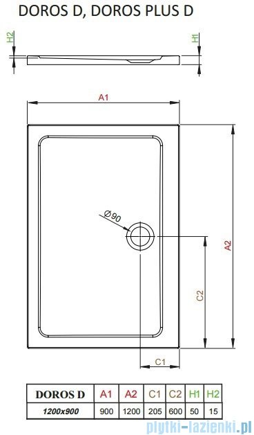 Radaway Fuenta New Kdj kabina 120x90cm prawa szkło przejrzyste + brodzik Doros + syfon
