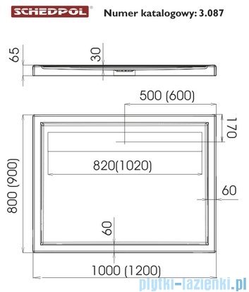 Schedpol Camparo Brodzik prostokątny z klapką odpływu 120x80x6,5cm 3.088/P