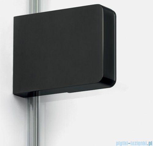 New Trendy Eventa Black Chrome drzwi wnękowe pojedyncze z dodatkową ścianką 130x200 cm przejrzyste lewe czarny połysk EXK-6139