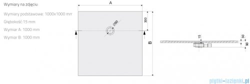 Sanplast Open Mineral B-M/OPEN brodzik kwadratowy 100x100x1,5 cm szary mleczny 645-430-0040-55-000