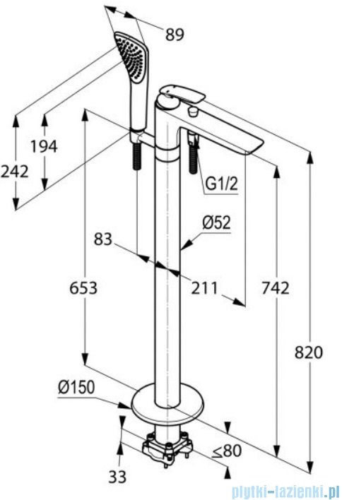 Kludi BALANCE WHITE bateria wannowo-natryskowa biały/chrom wolnostojąca 525909175