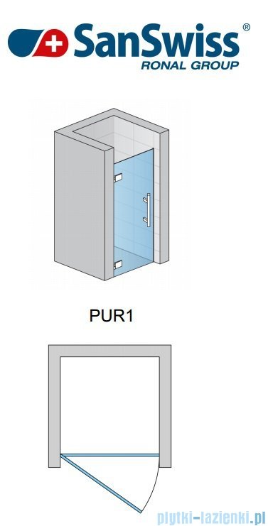 SanSwiss Pur PUR1 Drzwi 1-częściowe wymiar specjalny profil chrom szkło przejrzyste Lewe PUR1GSM21007