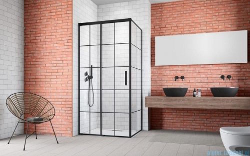 Radaway Idea Black Kdj Factory kabina prysznicowa 120x110 lewa czarny mat/szkło przejrzyste 387042-54-55L/387053-54-55R