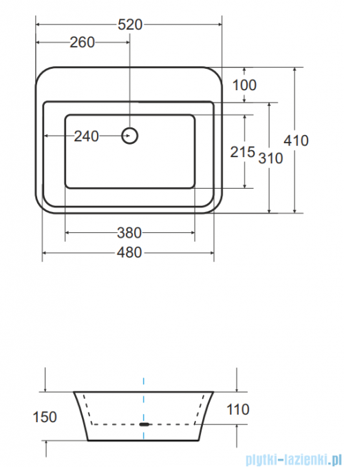 Besco Assos S-Line B&amp;W umywalka nablatowa biało-czarna 40x50x15cm #UMD-AP-NB