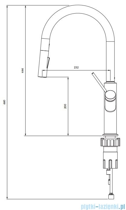Omnires Bend bateria zlewozmywakowa z wyciąganą wylewką chrom BE6455CR