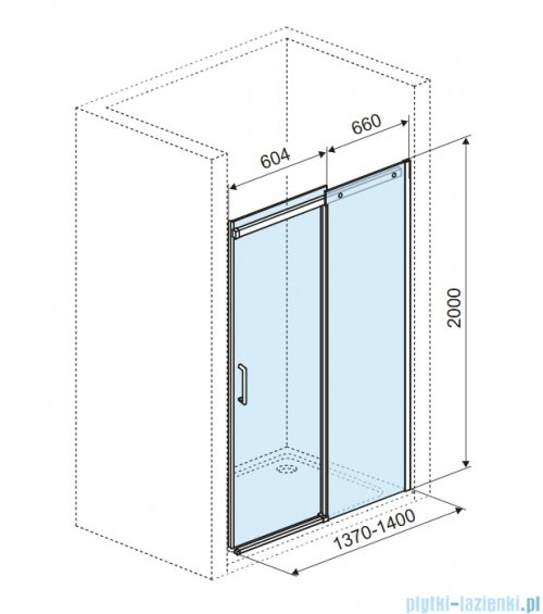Excellent Rols drzwi wnękowe przesuwne 140 cm czarny mat szkło przejrzyste KAEX.2612.K.1400.BL