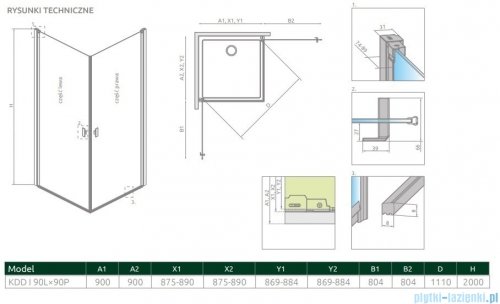 Radaway Nes 8 Kdd I kabina 90x90cm szkło przejrzyste 10071090-01-01L/10071090-01-01R