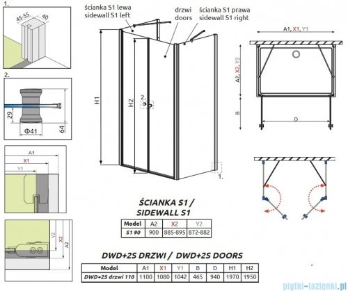 Radaway Eos II DWD+2S kabina prysznicowa 90x110x90x197 szkło przejrzyste 3799403-01/3799411-01L/3799411-01R