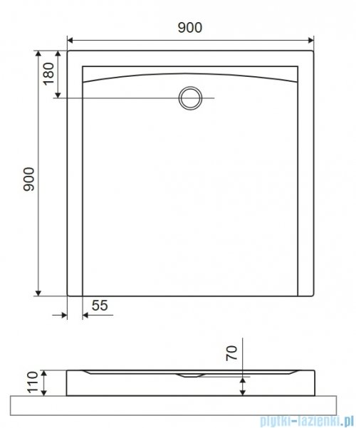 Excellent Forma Compact X brodzik kwadratowy 90x90 cm struktura, biały mat BREX.1402.090.090.WHC