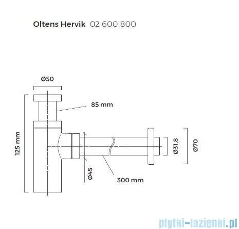 Oltens Hervik syfon umywalkowy mosiężny okrągły złoty 02600800