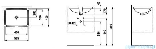 Laufen Pro S umywalka podblatowa 52x40cm biała H8119610001091