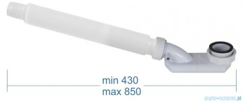 Corsan Intero wanna asymetryczna lewa z półką 170x80 cm biała + syfon E-240XLL