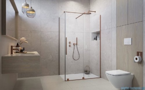 Radaway Furo Kdj Brushed Copper kabina 90x90cm prawa szczotkowana miedź 10104472-93-01R/10110430-01-01/10113090-01-01