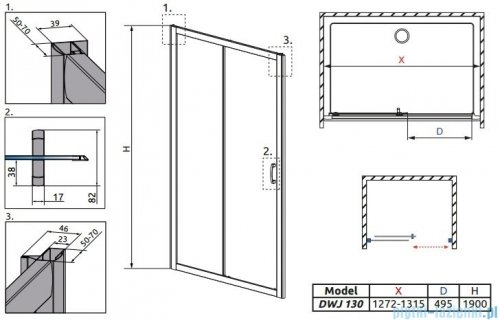 Radaway Premium Plus Dwj drzwi wnękowe 130cm szkło fabric 33333-01-06N