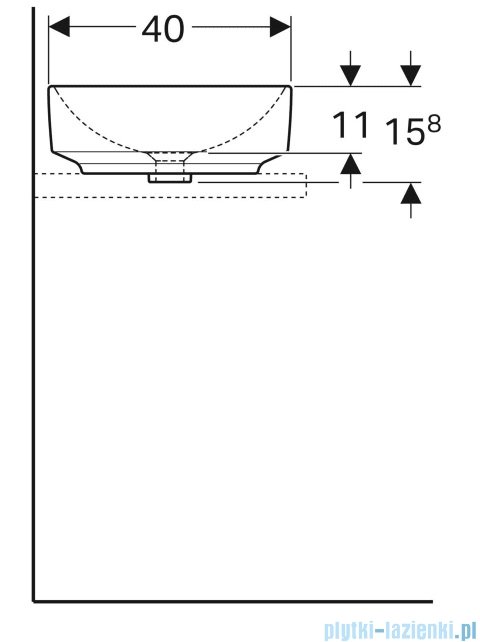 Geberit VariForm Umywalka owalna stawiana na blat 55x40cm KeraTect 500.771.00.2