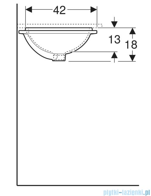 Geberit VariForm Umywalka owalna bez przelewu 49,5x42cm KeraTect 500.750.00.2