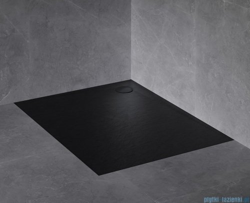 Omnires Stone brodzik prysznicowy kwadratowy 80x80x3 cm czarny mat STONE80/KBL