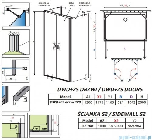 Radaway Nes 8 Dwd+2S kabina 100x120x100cm przejrzyste 10080100-01-01/10082120-01-01/10080100-01-01