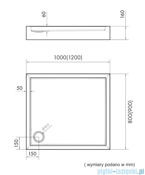 Schedpol Schedline Favory Plus brodzik prostokątny 100x90x16cm Biały 3ST.F1P-90100