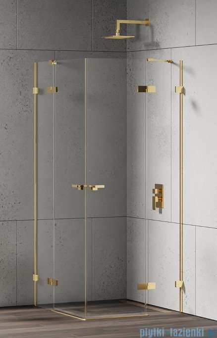 New Trendy Eventa Gold Shine kabina prysznicowa prostokątna 80x110x200 cm przejrzyste Złoty połysk EXK-4752