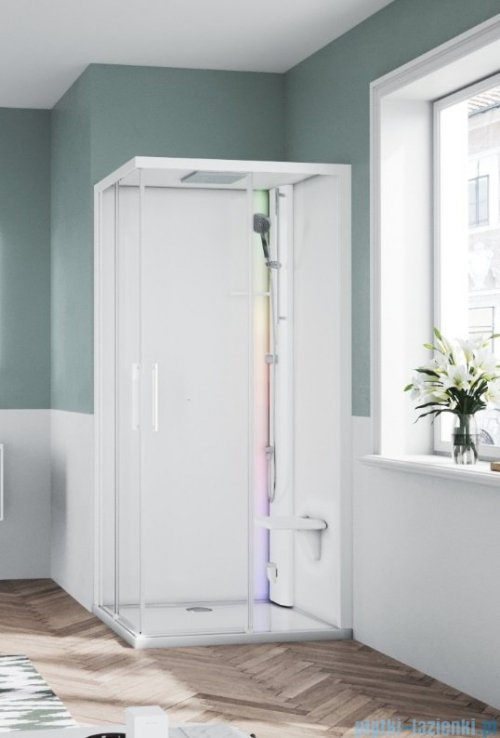 Novellini Glax 1 2.0 kabina z sauna parową 90x90 biała G21A99M5-1UU